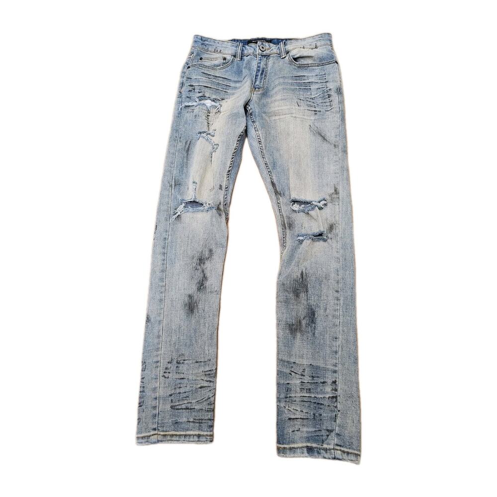 Serenede Jeans Mens 32x32 Blue Distressed Fitted Denim Grunge Hip Hop